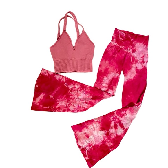 Free People Pink Tie-Dye Flare Pants - Picture 2 of 9
